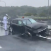 これは珍しい…千葉県の木更津JCTにてトヨタ・クラウンの覆面パトカーが単独事故。発売